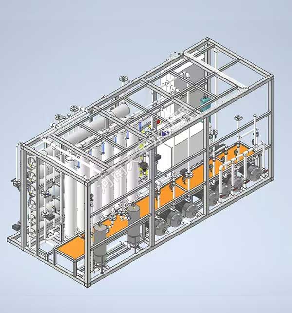 成套撬裝超濾、反滲透設備三維效果圖