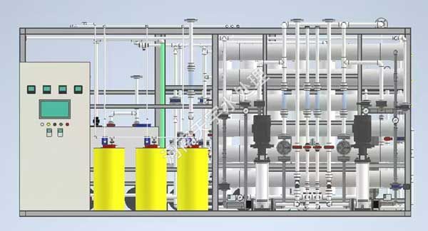 成套撬裝超濾、反滲透設備前視圖
